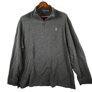 Polo Ralph Lauren Mens XL Estate Rib 1/4 Zip Pullover Charcoal Gray Classic Dad